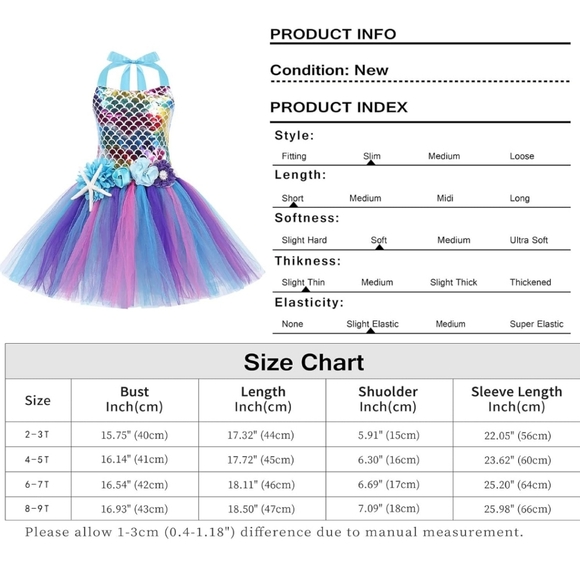 Mermaid Costume TuTu With Headband NWT - Picture 3 of 9